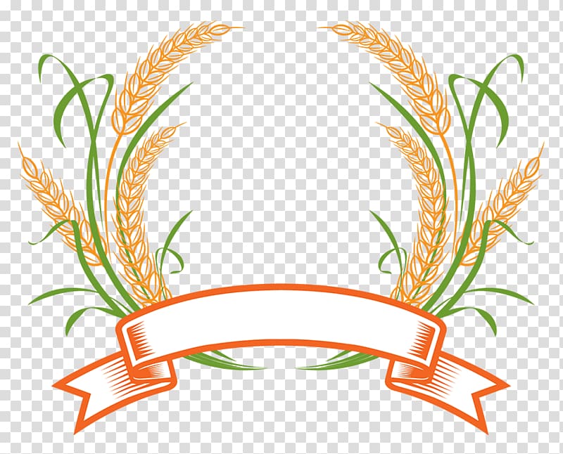 orange and green leafed plant with ribbon template, Wheat Logo Cereal , Wheat logo transparent background PNG clipart