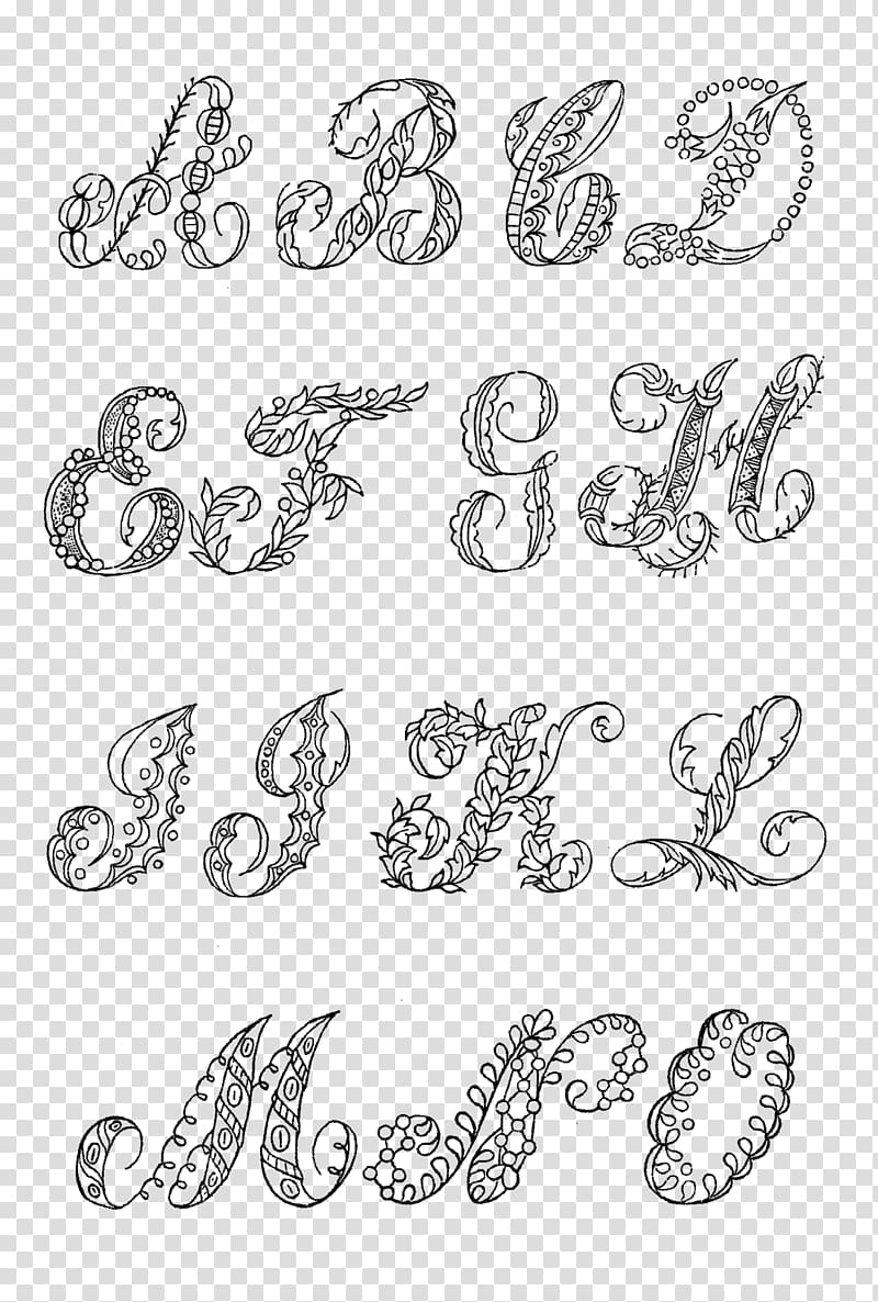 Decorative Letters Alphabet Floral design Font, design transparent background PNG clipart
