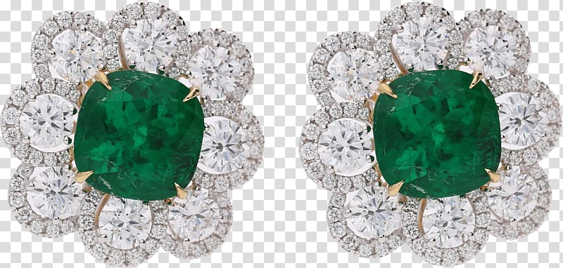 Emerald Earring Diamond Muzo Gemstone, emerald transparent background PNG clipart