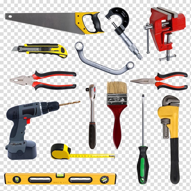assorted hand tools illustration, Hand tool Toolbox Carpenter, Repair tools material transparent background PNG clipart