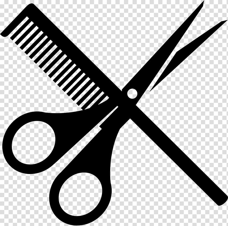scissor and hair comb illustration, Comb Scissors Hairdresser Hair-cutting shears , scissor transparent background PNG clipart