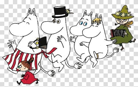 white animals illustration, Moomin Family transparent background PNG clipart