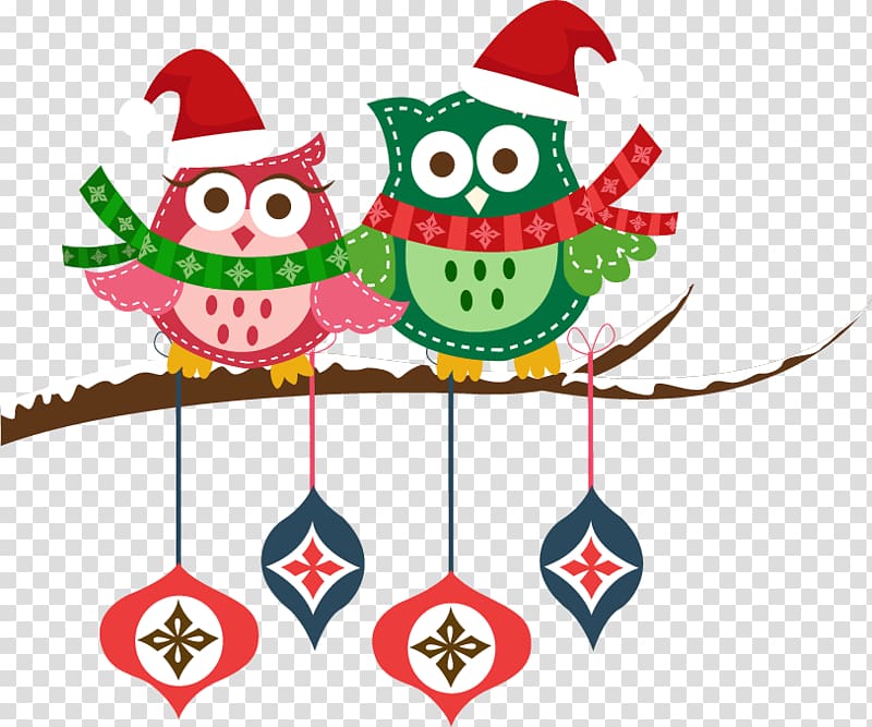 Santa Claus Owl Christmas, owl transparent background PNG clipart
