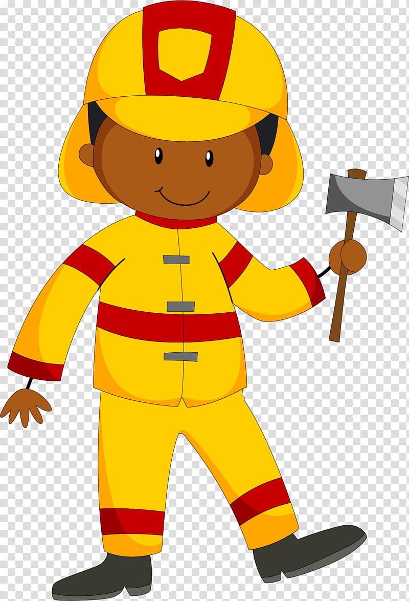 Firefighter , Fireman with a fire axe transparent background PNG clipart