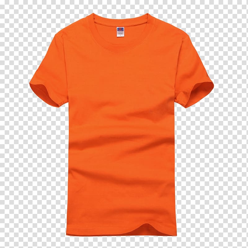 T-shirt Sweater Sleeve Undershirt, Orange short sleeve T-shirt transparent background PNG clipart