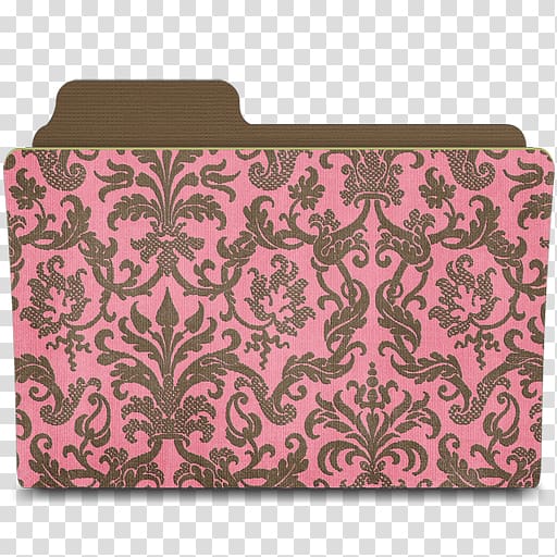 pink and brown floral decor, pink brown paisley visual arts pattern, Folder damask rosey transparent background PNG clipart