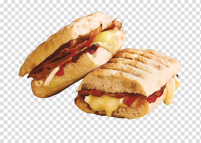 sandwiches with bacon strips, Hamburger Breakfast sandwich Bacon Panini Cheeseburger, A bacon cheese burger transparent background PNG clipart