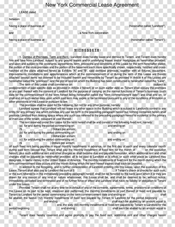 New York City Lease Rental agreement Contract Form, Maccorkell Legal Commercial transparent background PNG clipart