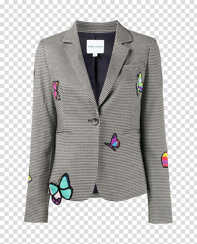 Blazer Suit Houndstooth Jacket Double-breasted, Gray suit transparent background PNG clipart