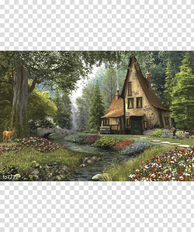 Cottage Jigsaw Puzzles Art Painting Canvas print, painting transparent background PNG clipart