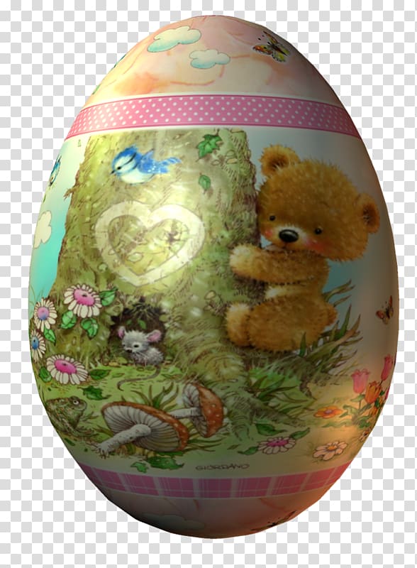Easter Bunny Easter egg Fried egg, Bear on the tree pattern eggs transparent background PNG clipart