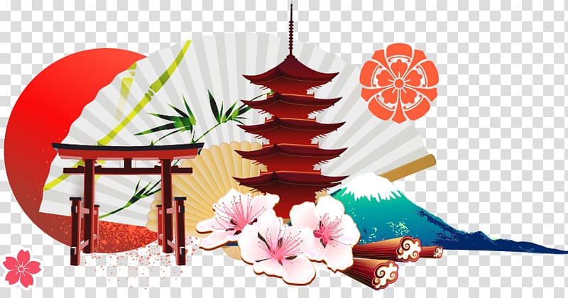 red pagoda illustration, Japanese Microsoft PowerPoint Flag of Japan, Japanese culture transparent background PNG clipart