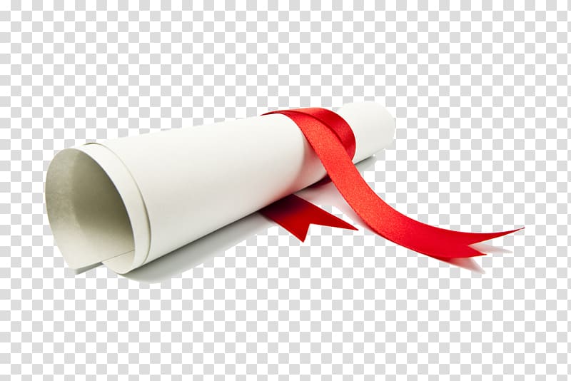 red ribbon and white paper, Academic certificate Diploma Scroll Certification Business, Red ribbon transparent background PNG clipart