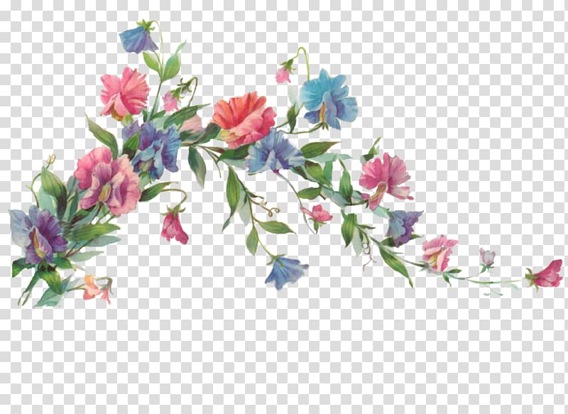 pink and blue flowers , Flower Painting , Floral transparent background PNG clipart