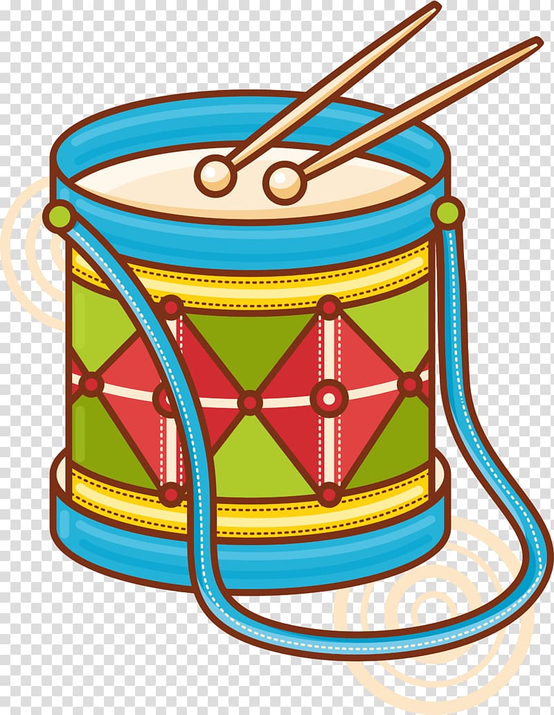 Musical instrument Illustration, Green cartoon drums transparent background PNG clipart