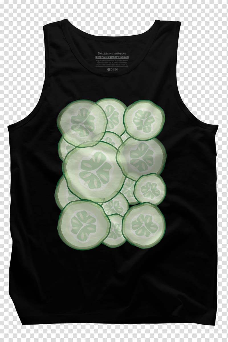T-shirt Gilets Sleeve Green, cucumber slices and cucumber transparent background PNG clipart