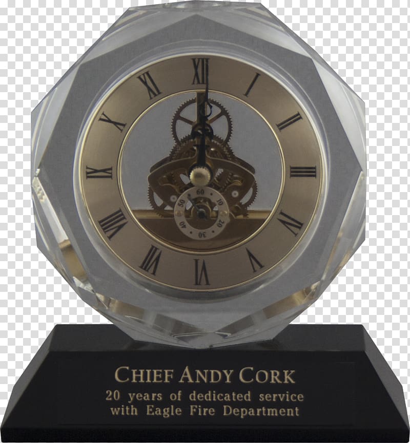 Clock M, crystal Trophy transparent background PNG clipart