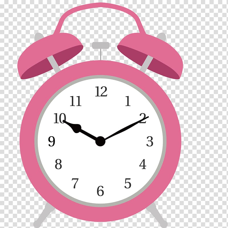 Alarm clock Wall decal Illustration, Pink alarm clock transparent background PNG clipart