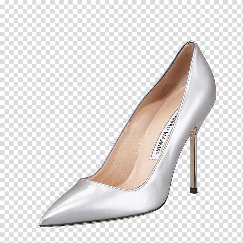 Court shoe High-heeled footwear Patent leather Silver, Silver high-heeled shoes Manolo fine with brand shoes transparent background PNG clipart
