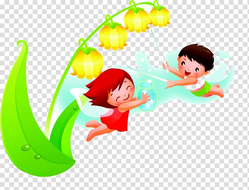 Cartoon Child Illustration, Lily of the valley transparent background PNG clipart