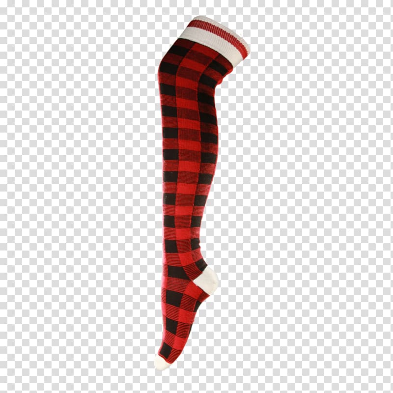 Tartan Thigh-high boots Sock Knee highs Wool, red plaid transparent background PNG clipart