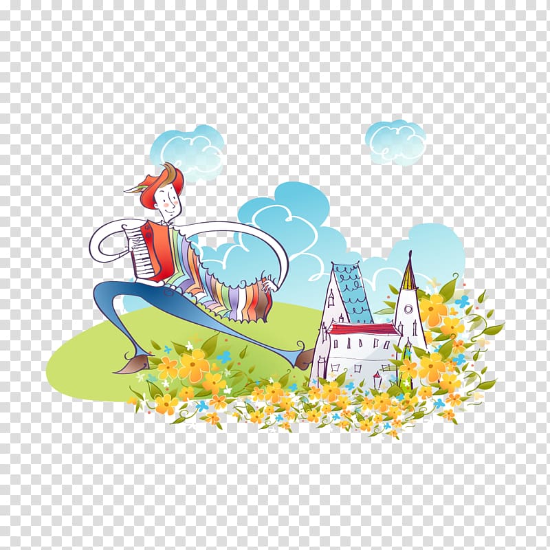 Musical instrument Pipa Cartoon, accordion cartoon characters transparent background PNG clipart