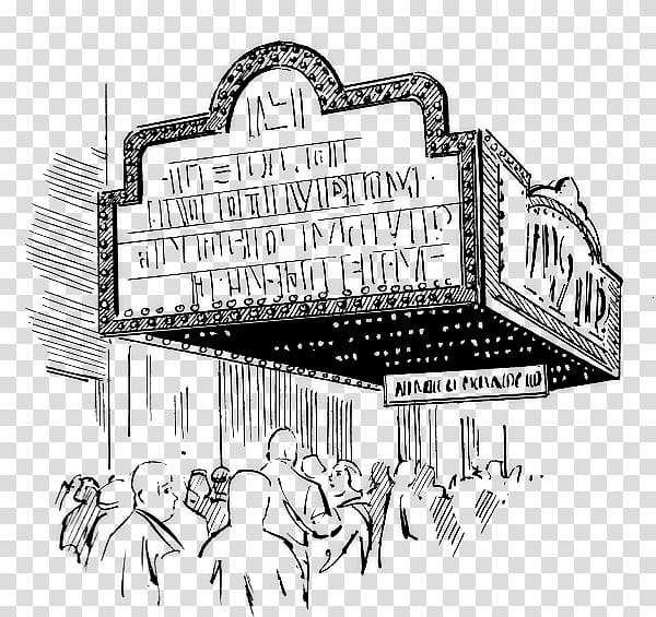 movie theater black and white clipart