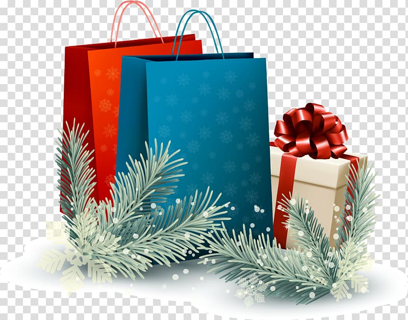 Gift Christmas Illustration, cartoon bag box transparent background PNG clipart