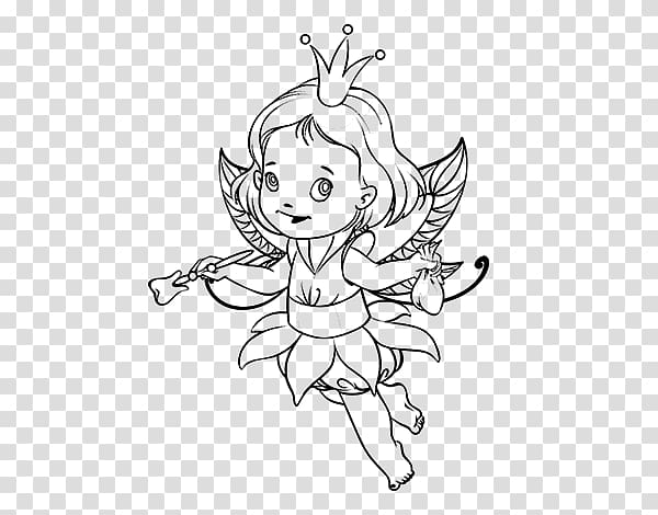 Line art Fairy White Sketch, fada do dente transparent background PNG clipart