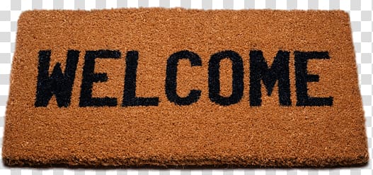 welcome text on brown background illustration, Welcome Doormat transparent background PNG clipart