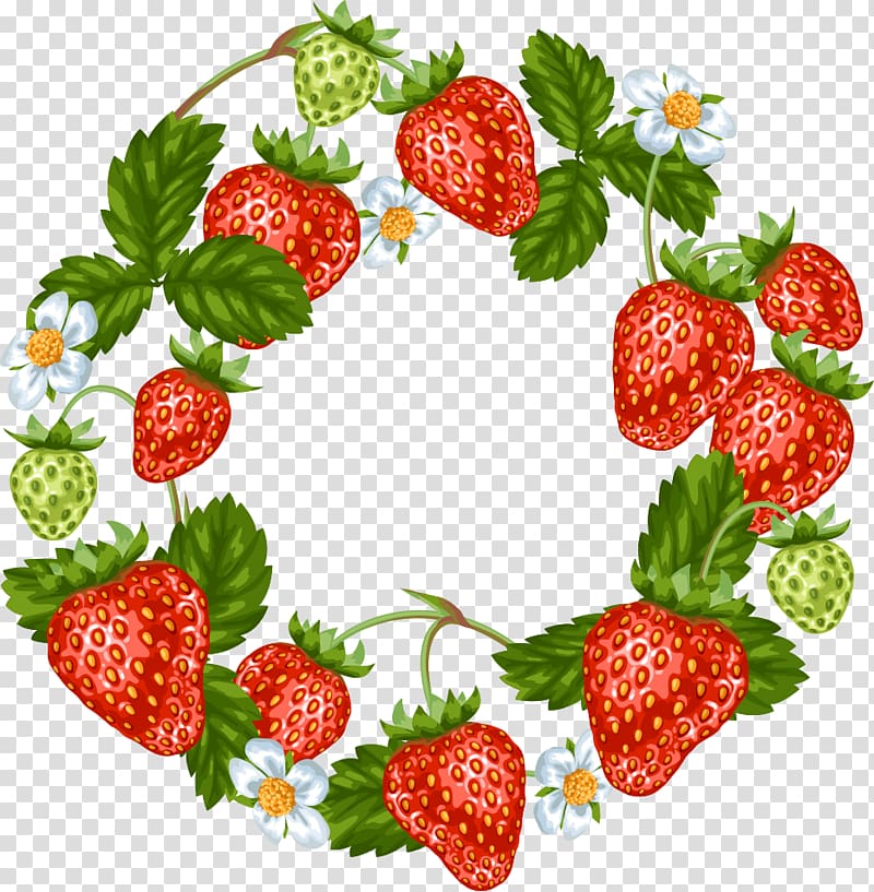 strawberry wreaths illustration, Strawberry Frutti di bosco Fruit Food, strawberry wreath transparent background PNG clipart