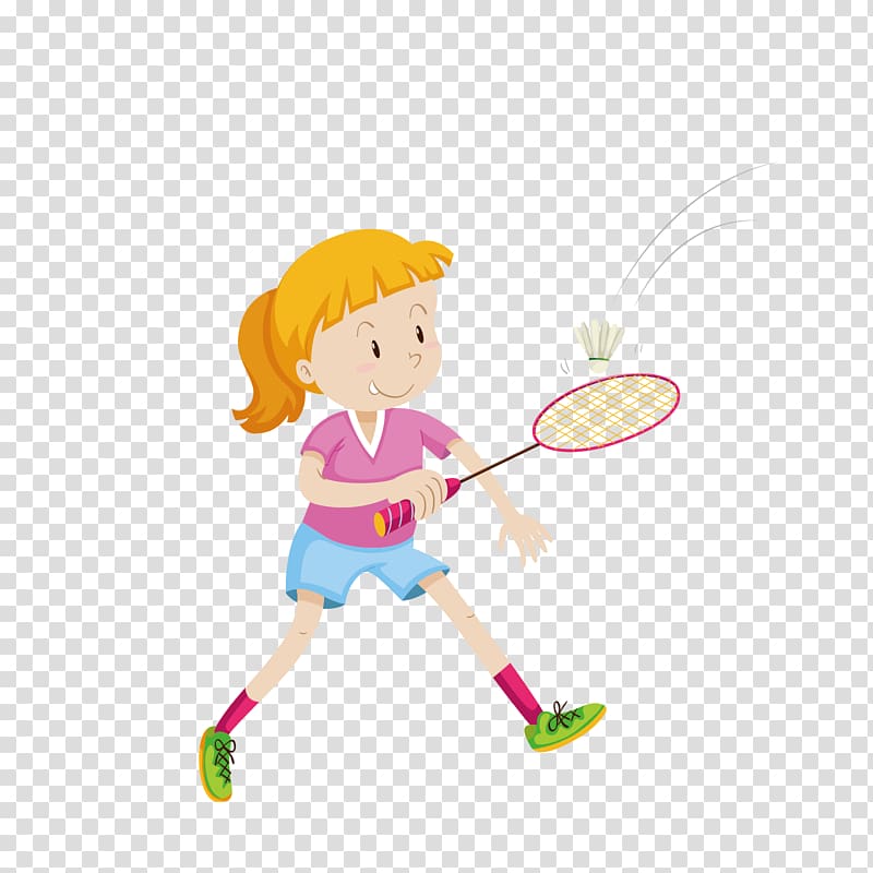 Badmintonracket Illustration, Cartoon Girl Badminton transparent ...