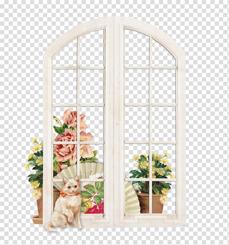 Window Cat Flower, window transparent background PNG clipart