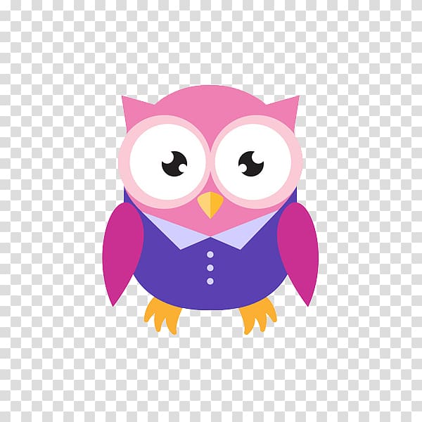 Owl Icon, Pink owl transparent background PNG clipart