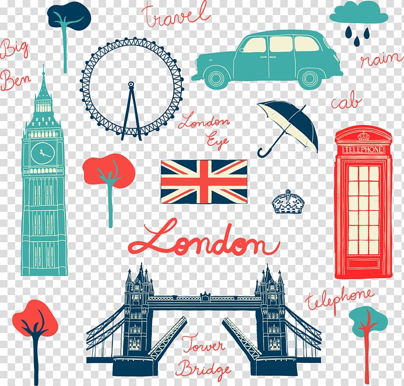 London s, London Bridge London Eye Euclidean Drawing, British travel transparent background PNG clipart