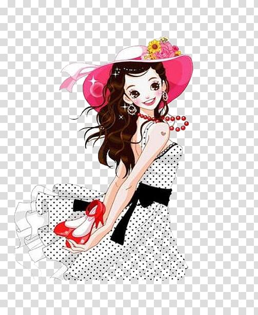 Animation Female Drawing Illustration, Hat girl transparent background PNG clipart