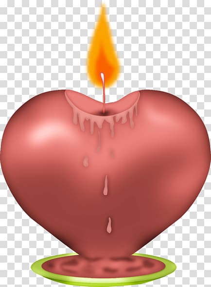 Candle Heart, Hand-painted love candles transparent background PNG clipart