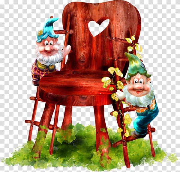 two gnomes at brown wooden chair illustration, Snow White Dwarf Elf, Dwarf transparent background PNG clipart