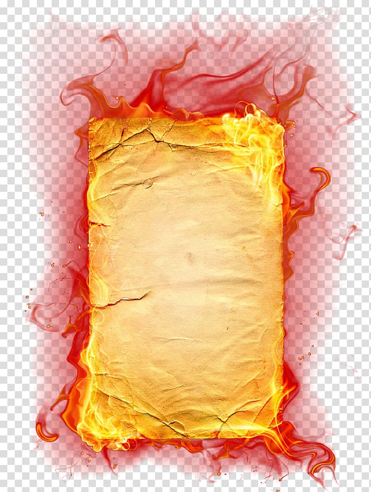 flaming brown panel, The Invention of Fire Paper Flame, Flame paper transparent background PNG clipart