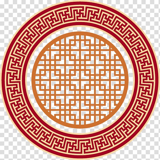 Chinese Pattern, Vintage round window decoration transparent background PNG clipart