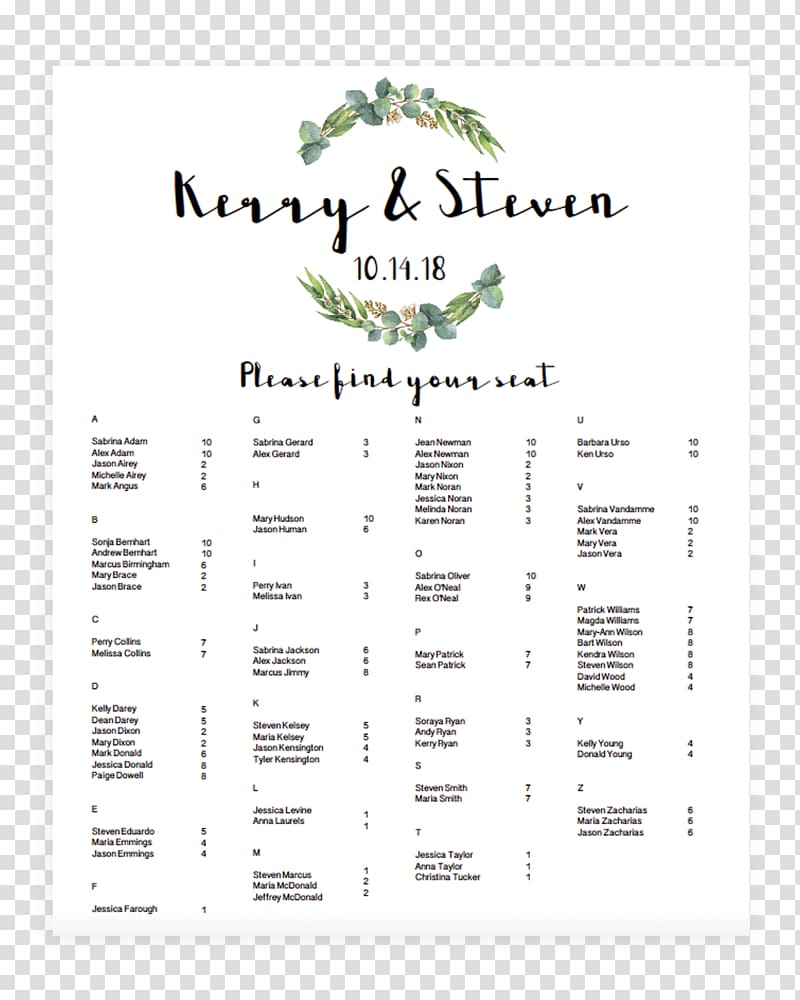 Green wedding Table setting Gum trees, Menu Templates transparent background PNG clipart