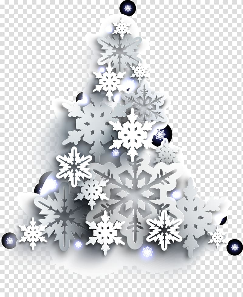 Christmas tree Snowflake Christmas ornament, Silver Snowflake Christmas tree transparent background PNG clipart