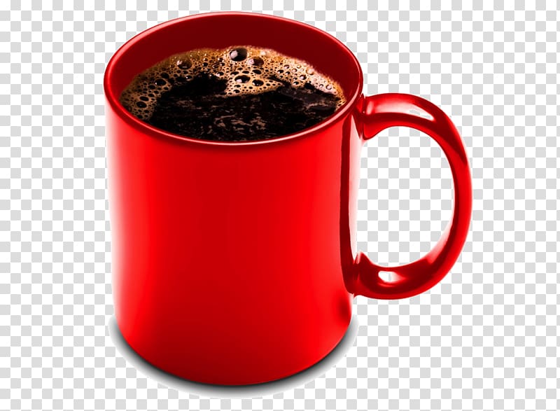 Coffee cup Tea Mug, red coffee cup transparent background PNG clipart