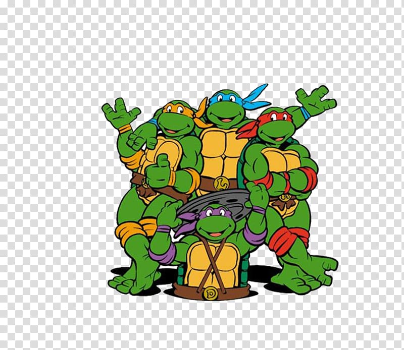 TNMT illustration, Teenage Mutant Ninja Turtles: Turtles in Time Teenage Mutant Ninja Turtles 2: Battle Nexus Raphael Leonardo Michelangelo, Green Turtles cartoon creative transparent background PNG clipart