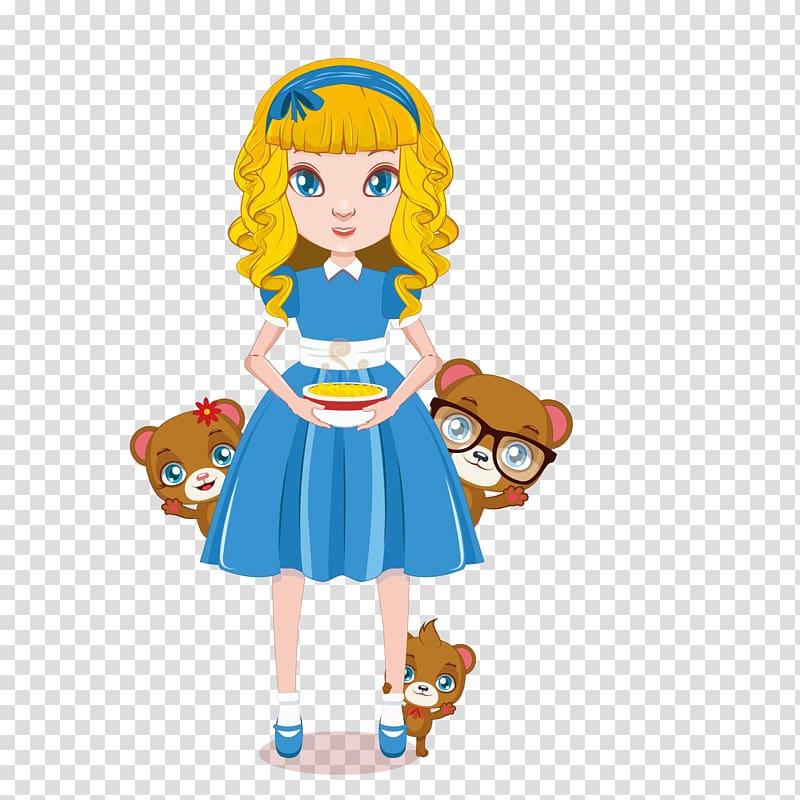 yellow haired girl illustration, Goldilocks and the Three Bears Euclidean Illustration, little princess transparent background PNG clipart
