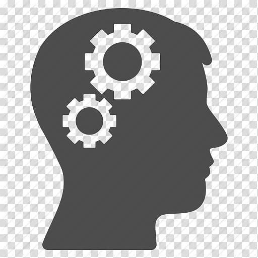 man with gears on head illustration, Web development Business MSN QnA Internet bot, Brain, Education, Gears, Idea, Knowledge, Power, Solution Icon transparent background PNG clipart
