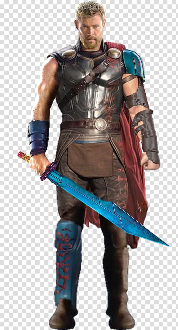 man holding blue sword, Chris Hemsworth Thor: Ragnarok Hela Hulk, Thor transparent background PNG clipart