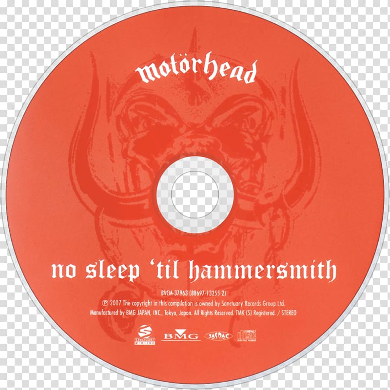 Compact disc No Remorse Motörhead No Sleep \'til Hammersmith Motörizer, no sleep transparent background PNG clipart