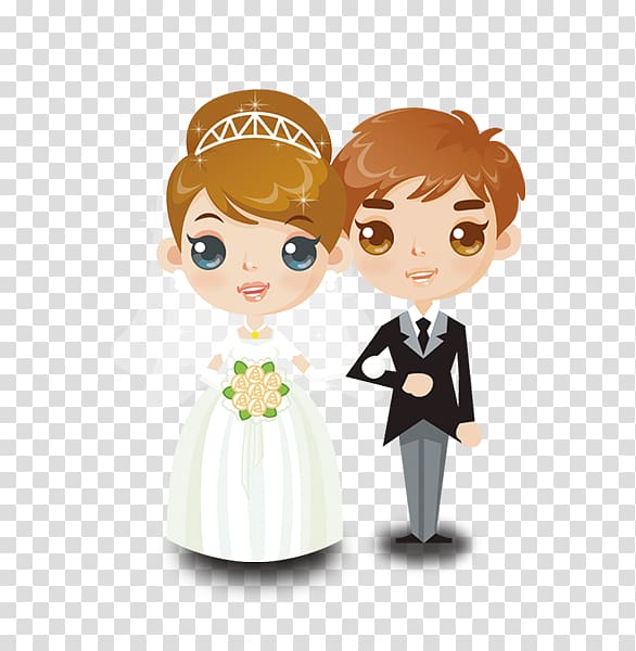 Friendship Cartoon Human behavior Newlywed Illustration, Romantic wedding card transparent background PNG clipart