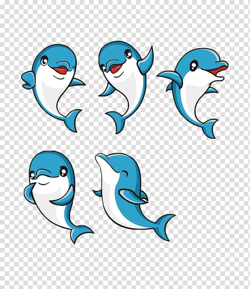 Cartoon Dolphin Illustration, dolphin,animal,lovely transparent background PNG clipart